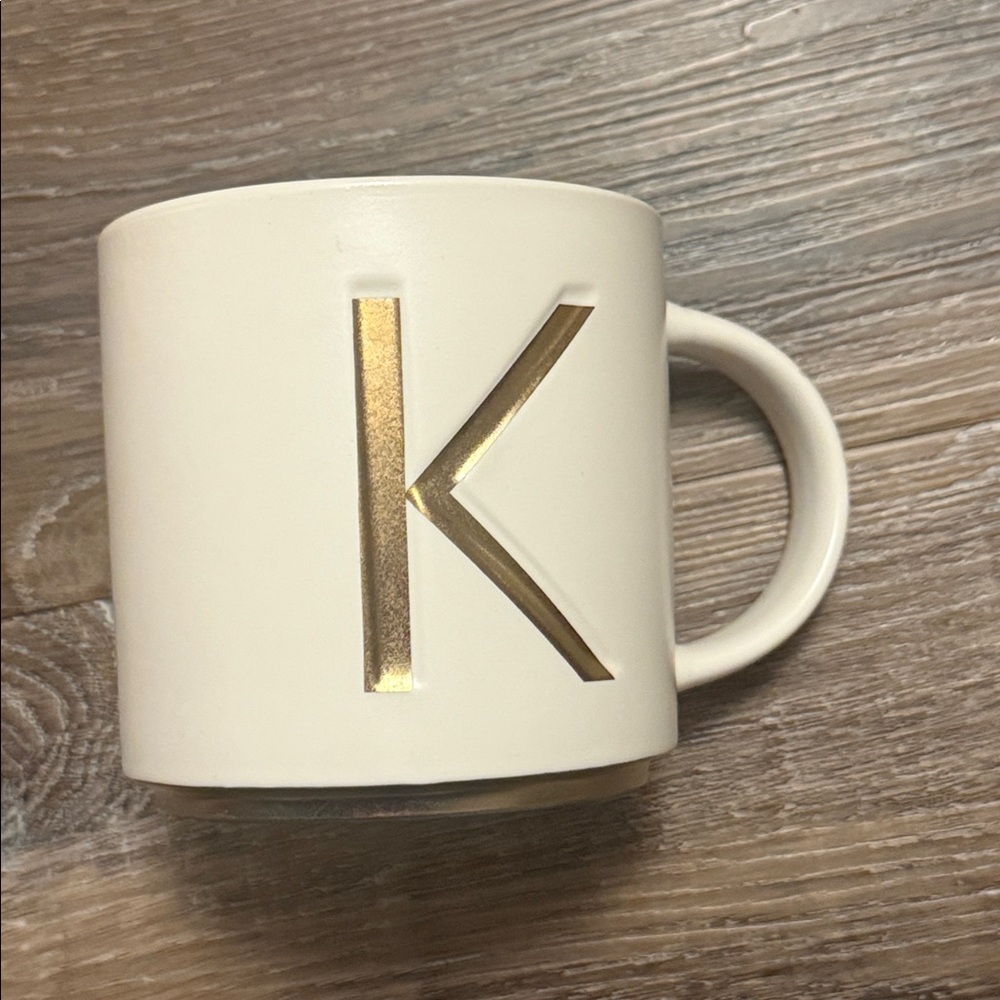 Gold Initial 'K' Cream Mug